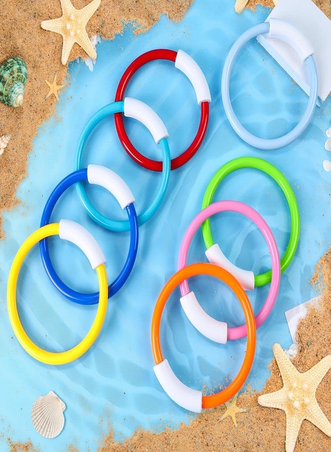 Vellibring 8PCS Pool Diving Swim Toys Colorful Underwater Training Sinking Throwing Dive Rings for Kids Summer Pool Swimming Party Favor Games - Image 3